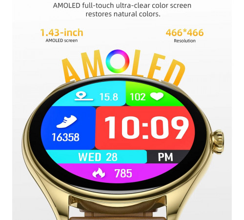 Смарт-годинник HOCO Y22 AMOLED 36mm. 200 mAh. IP67  Black (6942007628983)