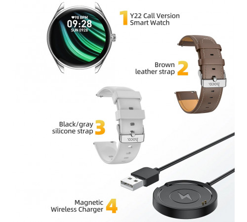 Смарт-годинник HOCO Y22 AMOLED 36mm. 200 mAh. IP67  Black (6942007628983)