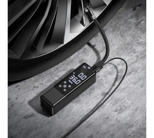 Автомобільний насос HOCO ZP5 May smart air pump Black (6931474795526)
