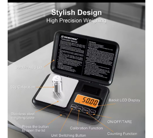 Ювелирные электронные весы  Weighing by weight	工具箱  0,01g    500g (100)