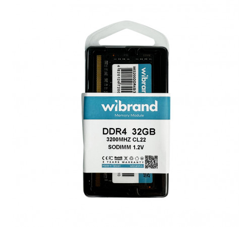 Оперативна пам'ять DDR4 Wibrand 32GB 3200MHz CL22 SODIMM (WI3200DDR4S/32GB)