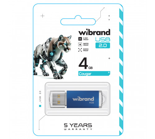 Флеш-накопичувач Wibrand USB 2.0 Cougar 4Gb Blue (WI2.0/CU4P1U)