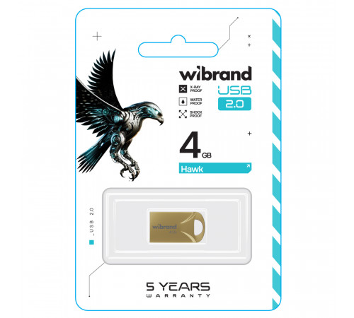 Флеш-накопичувач Wibrand USB 2.0 Hawk 4Gb Gold (WI2.0/HA4M1G)