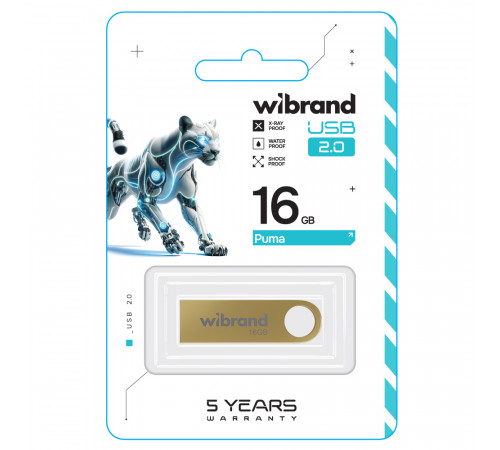 Флеш-накопичувач Wibrand USB 2.0 Puma 16Gb Gold (WI2.0/PU16U1G)