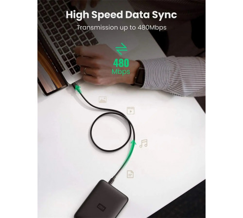 Кабель UGREEN USB 2.0 A Male to Mini 5 Pin Male Cable 1.5m (Black) (UGR-10385)