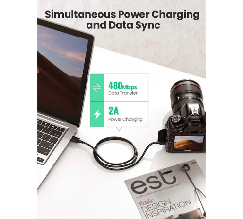 Кабель UGREEN USB 2.0 A Male to Mini 5 Pin Male Cable 1.5m (Black) (UGR-10385)