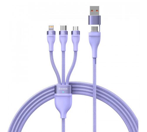 Кабель Baseus Flash Series Ⅱ Two-for-three Charging Cable U+C to M+L+C 100W 1.2m Purple (CASS030105)