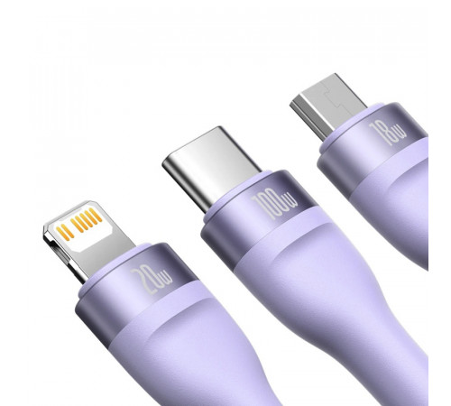 Кабель Baseus Flash Series Ⅱ Two-for-three Charging Cable U+C to M+L+C 100W 1.2m Purple (CASS030105)