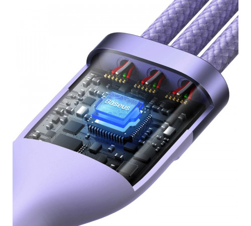 Кабель Baseus Flash Series Ⅱ Two-for-three Charging Cable U+C to M+L+C 100W 1.2m Purple (CASS030105)