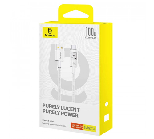 Кабель Baseus Gem Fast-Charging Data Cable USB to USB-C 100W 1m Moon White (P10373002211-00)