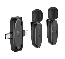 Бездротова мікрофонна система HOCO L15 dual-mic (iP/Type-C) Black (6942007638623)
