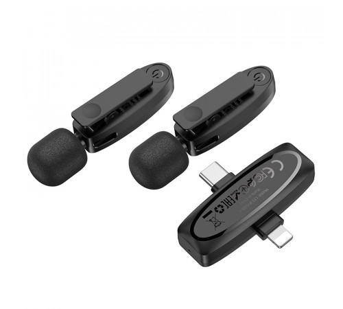 Бездротова мікрофонна система HOCO L15 dual-mic (iP/Type-C) Black (6942007638623)