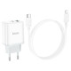 Мережевий зарядний пристрій з кабелем HOCO C105A Stage dual port PD20W+QC3.0 charger set (C to iP)(EU) White (6931474782939)
