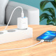 Мережевий зарядний пристрій з кабелем HOCO C105A Stage dual port PD20W+QC3.0 charger set (C to iP)(EU) White (6931474782939)
