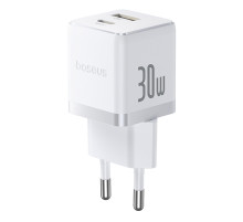 Мережевий зарядний пристрій Baseus Palm Fast Charger C+U 30W EU Moon White (P1011160A213-00)