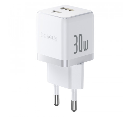 Мережевий зарядний пристрій Baseus Palm Fast Charger C+U 30W EU Moon White (P1011160A213-00)