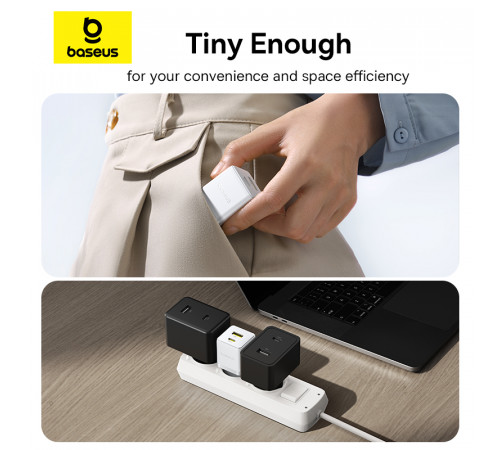 Мережевий зарядний пристрій Baseus Palm Fast Charger C+U 30W EU Moon White (P1011160A213-00)