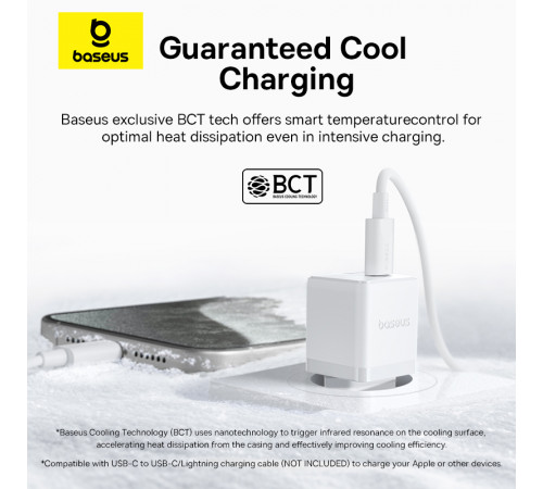 Мережевий зарядний пристрій Baseus Palm Fast Charger C+U 30W EU Moon White (P1011160A213-00)