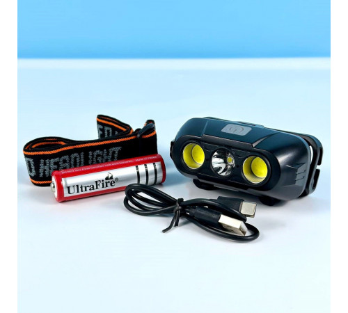 Ліхтар налобний KX-215 (LED, 2COB, акумулятор 18650, Type-C)