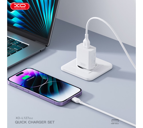 Мережевий зарядний пристрій XO L127 QC18W Lightning