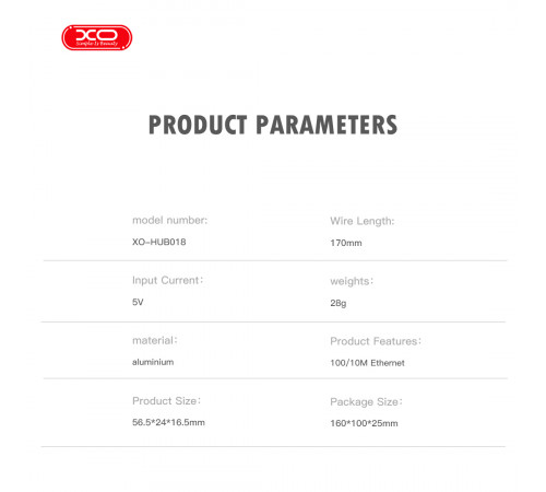 USB HUB XO HUB018 2in1 USB+Type-C to RJ45
