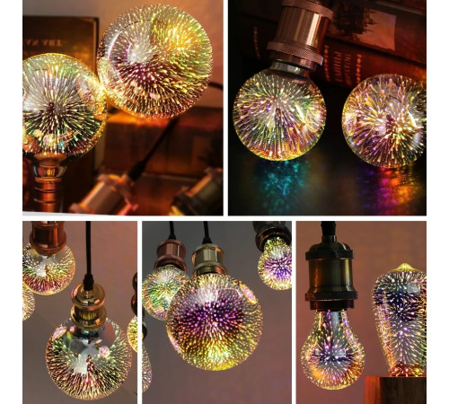 Світлодіодна лампа A60 LED 3D-феєрверк кольорова E27