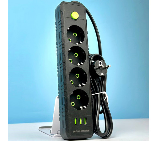 Мережевий подовжувач UA Power F44U 3USB 4 розетки 6m
