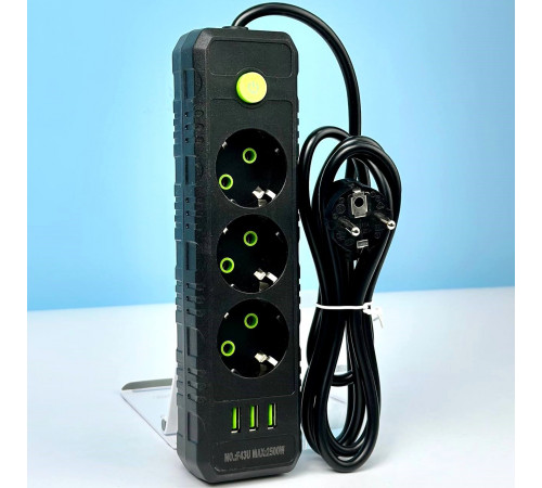 Мережевий подовжувач UA Power F43U 3USB 3 розетки 2m