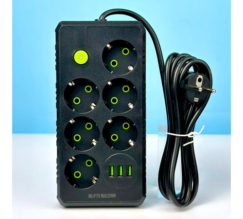 Мережевий подовжувач UA Power F17U 3USB 6 розеток 6m