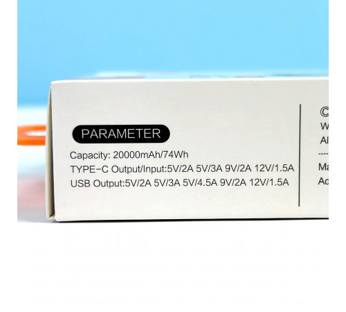 УМБ Power Bank WUW Y138 20000mAh PD20W+QC3.0 (22.5W)