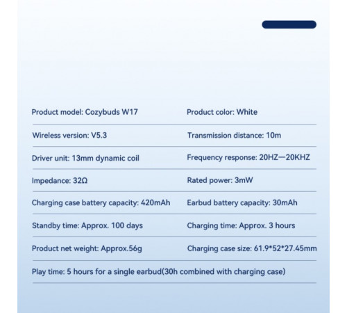 Бездротові навушники Remax W17 Yunhia Series Dual ENC CozyBuds