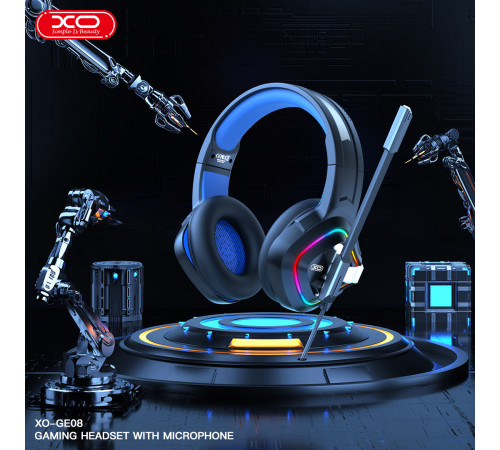 Навушники XO GE-08 Static RGB Long Game USB+Dual 3.5mm з мікрофоном