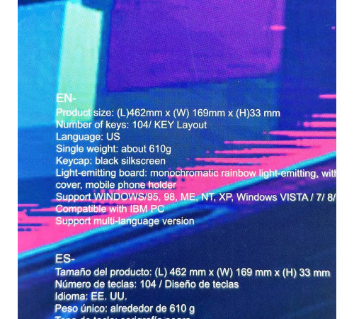 Клавіатура дротова Hoco DI16 Gaming Illuminated + мишка дротова (English розкладка)