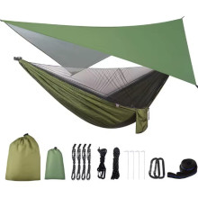Гамак для кемпінгу з брезентом від дощу та москітною сіткою, з ременями для дерев, 5232 (25)