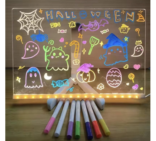 Светильник, ночник, доска для заметок  Прямоугольная     от USB ПОДСВЕТКА  20*20cm    XL-1683 (80