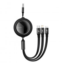 Кабель Baseus Bright Mirror 2 Series Retractable 3-in-1 Fast Charging Data Cable USB M+L+C 66W 1.1m Black (CAMJ010101)