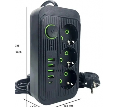 Подовжувач розетки UA Power F09U 4USB Type-C 3 розетки socket -7 (80)