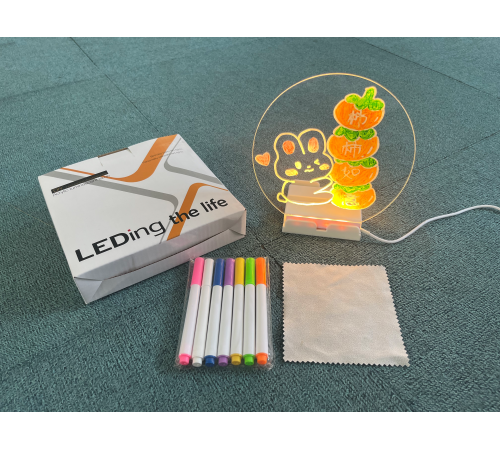 Світильник, нічник, дошка для нотаток КРУГЛА від USB з Маркером WordPad 20 см 5803 (90)