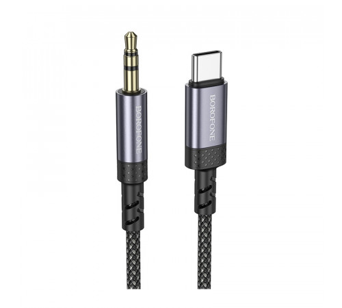 Аудіокабель BOROFONE BL24 Type-C to 3.5mm male, nylon braid, 1m, Metal Grey (6941991118982)