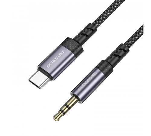 Аудіокабель BOROFONE BL24 Type-C to 3.5mm male, nylon braid, 1m, Metal Grey (6941991118982)