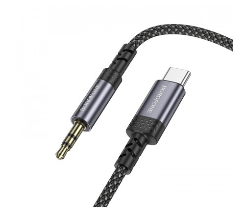 Аудіокабель BOROFONE BL24 Type-C to 3.5mm male, nylon braid, 1m, Metal Grey (6941991118982)