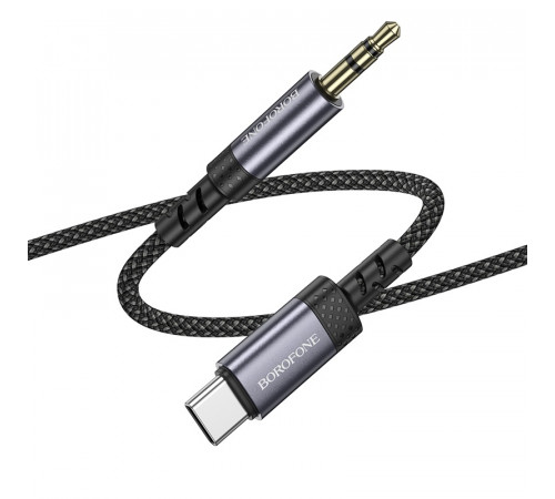 Аудіокабель BOROFONE BL24 Type-C to 3.5mm male, nylon braid, 1m, Metal Grey (6941991118982)