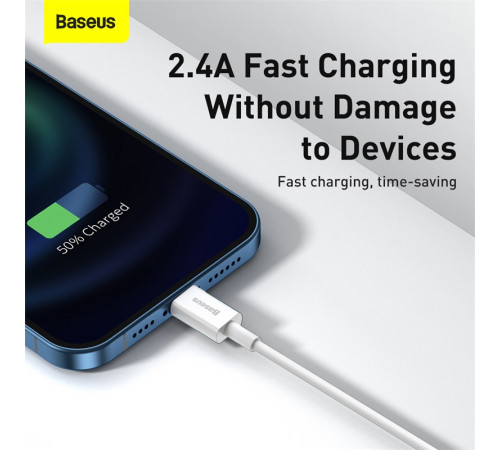 Кабель Baseus Superior Series Fast Charging Data Cable USB to iP 2.4A 0.25m White (CALYS-02)