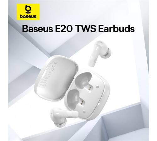 Бездротові навушники TWS Baseus Bowie E20, ENC, IPX5, Stellar White (A00069700223-00)