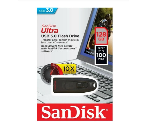 Флеш-накопичувач SanDisk USB 3.0 Ultra 128Gb (130Mb/s) Black (SDCZ48-128G-U46)