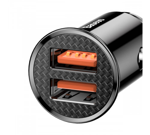Автомобільний зарядний пристрій Baseus Circular Plastic А+А 30W Black (CCALL-YD01)