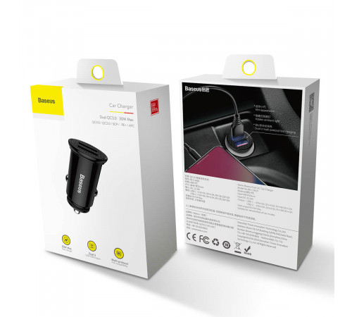 Автомобільний зарядний пристрій Baseus Circular Plastic А+А 30W Black (CCALL-YD01)