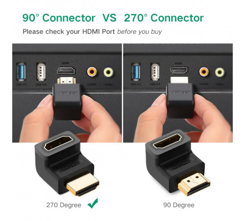 Адаптер UGREEN HDMI 4K Adapter Male to Female Up-angled (UGR-20110)
