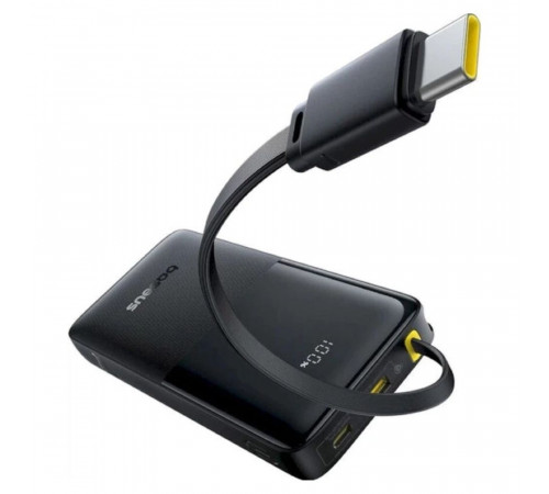 Зовнішній акумулятор Baseus Bipow 2 Digital Display Power Bank With Built-in USB-C Cable 10000mah 20W Cluster Black (P10077101113-00)