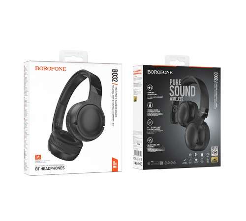 Бездротові накладні навушники BOROFONE BO32 Show BT headphones Black (6941991118722)